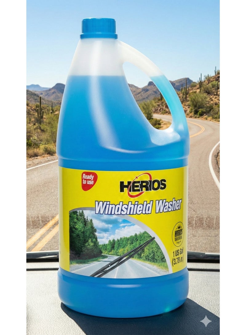 HERIOS Windshield Washer Fluid 1 US Gallon (3.78L) with 10 Pieces Microfiber Cleaning Cloth, 40x30cm, Ready to Use - Image 5